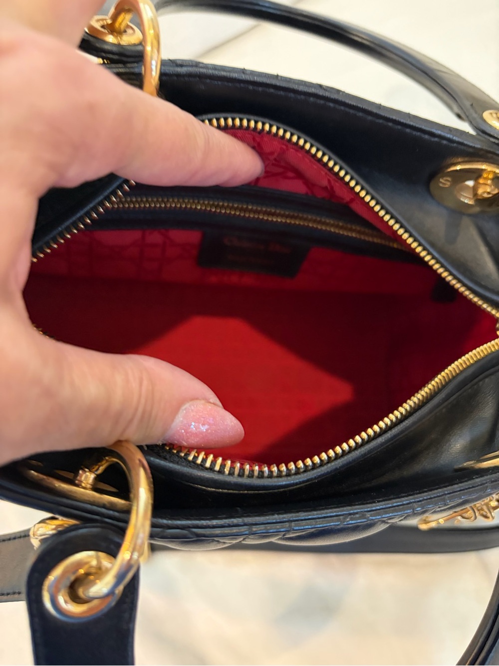 Christian Dior Lady Dior Medium Black Cannage Lambskin Gold Hardware Top Bag - Picture 8 of 16
